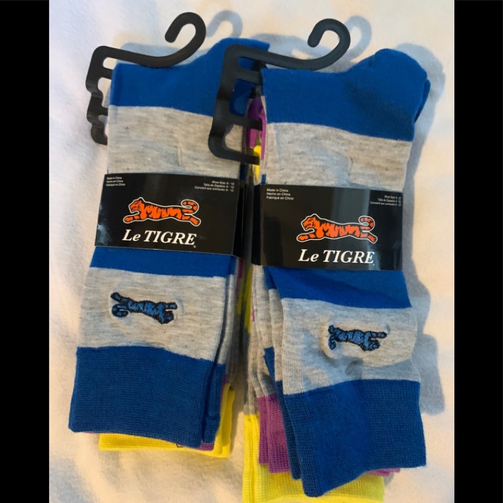 2 packs LE TIGRE 3 PAIR CREW SOCKS  SHOE SIZE 6-12